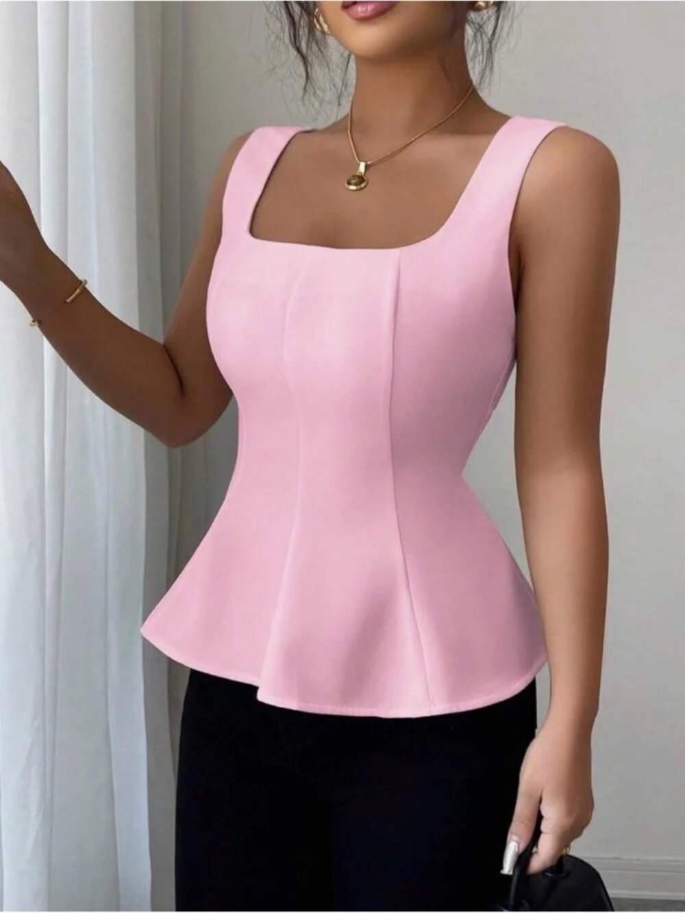 Pink Peplum Blouse | Elegant Feminine Structured Top